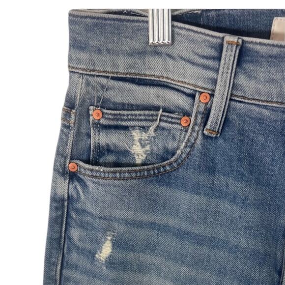 NWT MOTHER High Waisted Jeans Hiker Hover Undone Hem - On my Knees - Sz 27 - Picture 9 of 12